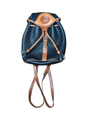 Dooney and Bourke Vintage Leather Crossbody Bag Drawstring Strap Bucket Black
